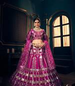 EILARA WOMEN'S RANI PINK TIMO SILK WORK DESIGNER WEDDING SPECIAL LEHENGA CHOLI