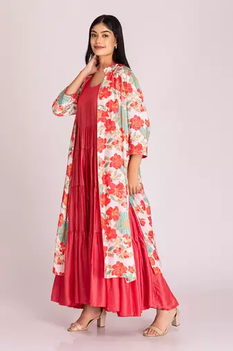 Dark peach cotton silk dress