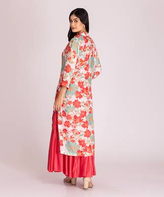 Dark peach cotton silk dress 3