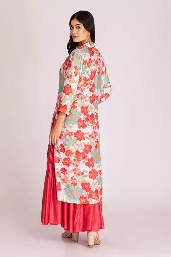 Dark peach cotton silk dress