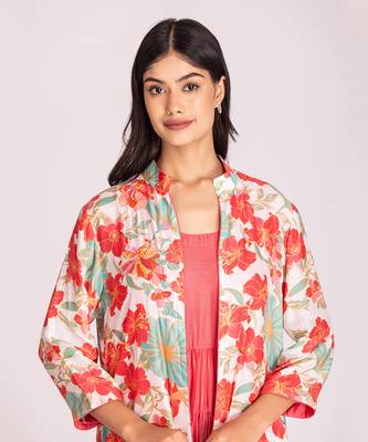 Dark peach cotton silk dress 5