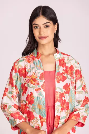 Dark peach cotton silk dress