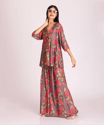 Brown cotton silk co ord set 3