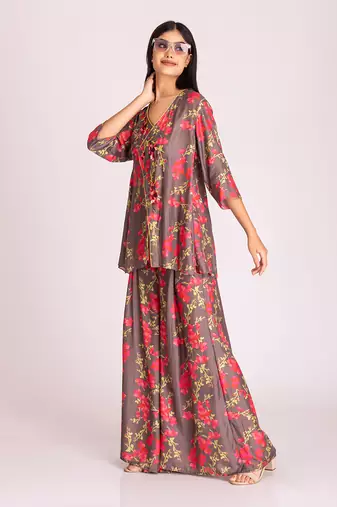 Brown cotton silk co ord set