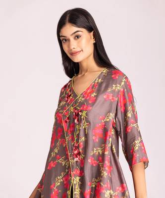 Brown cotton silk co ord set 4
