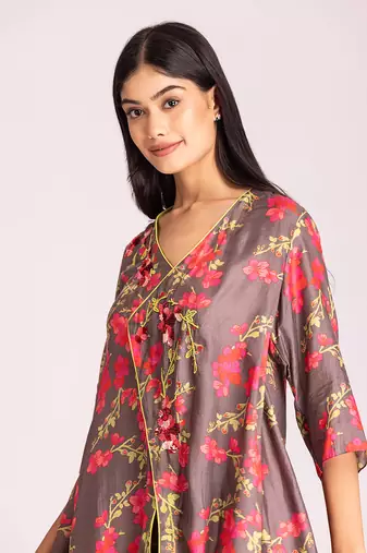 Brown cotton silk co ord set