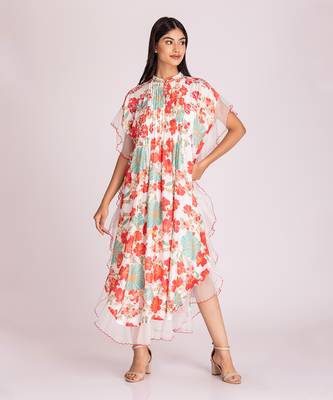 Multi colour cotton silk dress 1