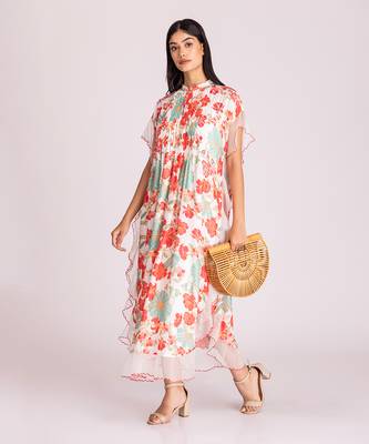 Multi colour cotton silk dress 2