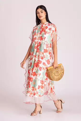 Multi colour cotton silk dress