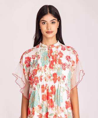 Multi colour cotton silk dress 4