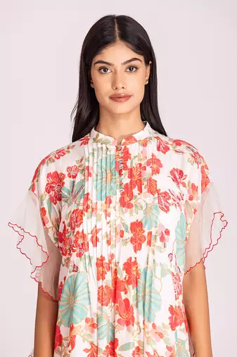 Multi colour cotton silk dress