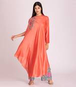 Apricot cotton silk kaftaan set