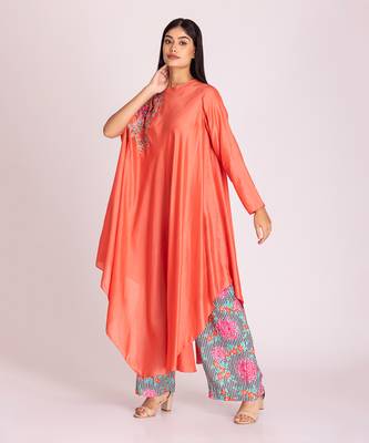 Apricot cotton silk kaftaan set 2