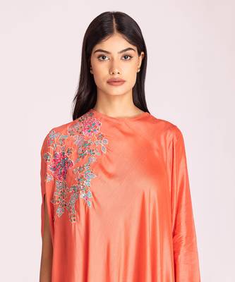 Apricot cotton silk kaftaan set 4