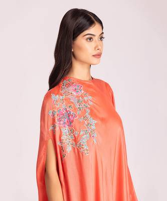 Apricot cotton silk kaftaan set 5