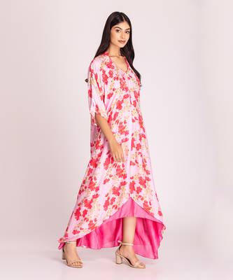 Barbie pink cotton silk kaftaan set 1