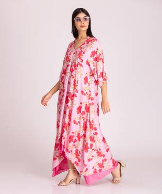 Barbie pink cotton silk kaftaan set 2