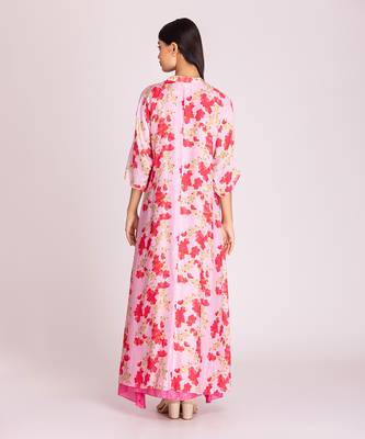 Barbie pink cotton silk kaftaan set 3