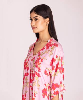 Barbie pink cotton silk kaftaan set 5