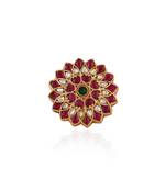 Pink & white floral leaf ring