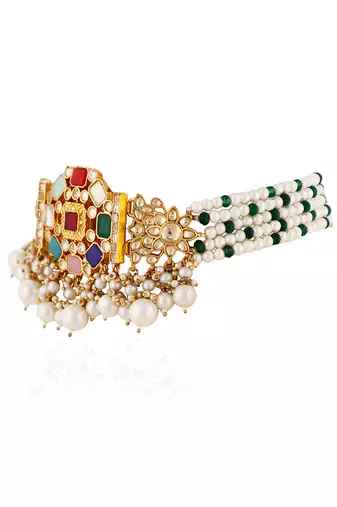 Multi colours navratna choker set