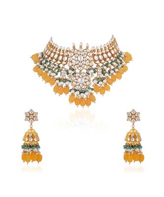 Yellow & sea green necklace set 2