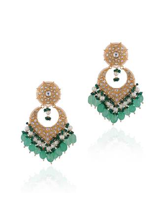 Sea green jadtar stone necklace set 3