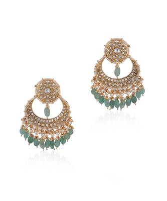 Sea green chandbaali drop earrings 1