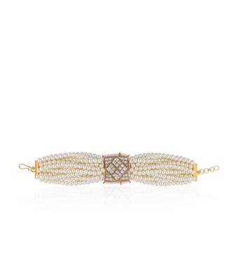 White square jadtar stone pearl beads bracelet 1