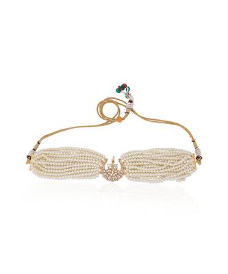 White pearl jadtar choker set 4