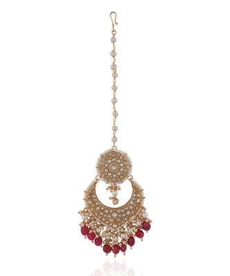 Rani pink & white maangtikka 1