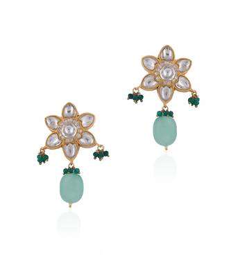 Pink and sea green earrings 1