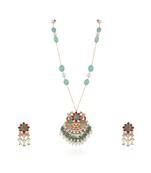 Sea green & firozi long necklace set