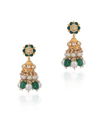 Green & white jhumki 1