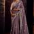 Grape fancy fabric swarovski diamond work with embroidery lace border saree with blouse