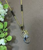 Gold plated maharashtrian short mangalsutra om & ganesh pendant gold & black beads chain designs