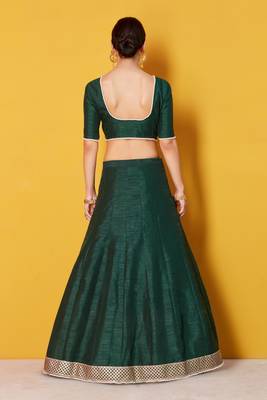 Green Zari Embroidered Art Silk Lehenga Choli For Bride 5