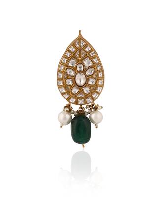Green & White Jadtar Brooch 1