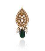 Green & White Jadtar Brooch