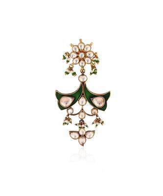 Green & White Flower Groom Brooch 1