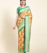   Helly-Orange Rama Printed Chiffon Art Sik Saree