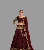 Red Embroidery Net Designer Semi-Stitched Lehenga Choli