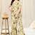 Cream chiffon floral printed saree with unstitched blouse piece