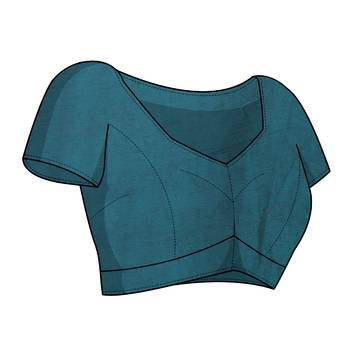 Dark Turquoise Chiffon Kalmkari Ethnic Motifs Peacock Saree With Unstitched Blouse Piece 5