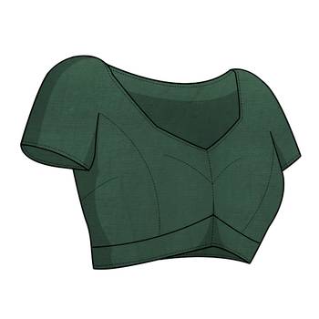 Green chiffon kalmkari  ethnic motifs peacock saree with unstitched blouse piece 4