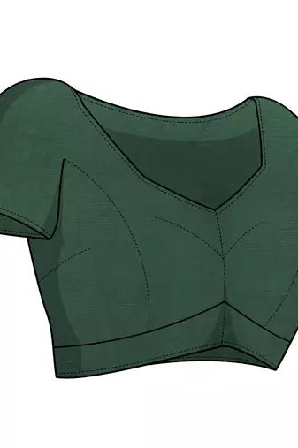 Green chiffon kalmkari  ethnic motifs peacock saree with unstitched blouse piece