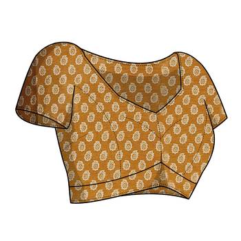 Beige Chiffon Leaf Ikkat Stripe Saree With Unstitched Blouse Piece 6