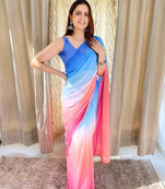 Vastranad soft poly georgette ombre print celebrity saree. saree has a lightweight fine print and print blouse.