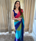 Vastranad Soft Poly Georgette Ombre Print Celebrity Saree. Saree Has A Light Weight Fine Print And Print Blouse.