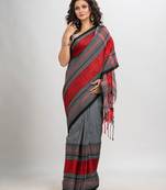 Ash grey begampuri organic cotton saree